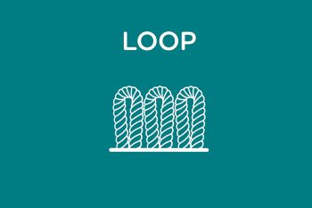 Cross section of yarns in a loop pile carpet